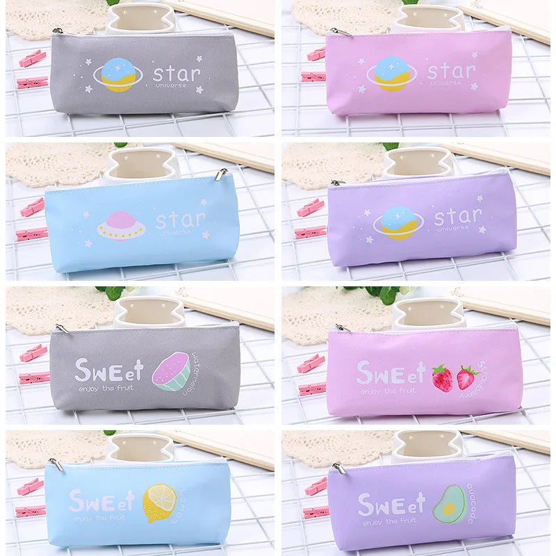 Simple style PU pencil case creative cartoon student pencil bag coin purse learning stationery prize gift