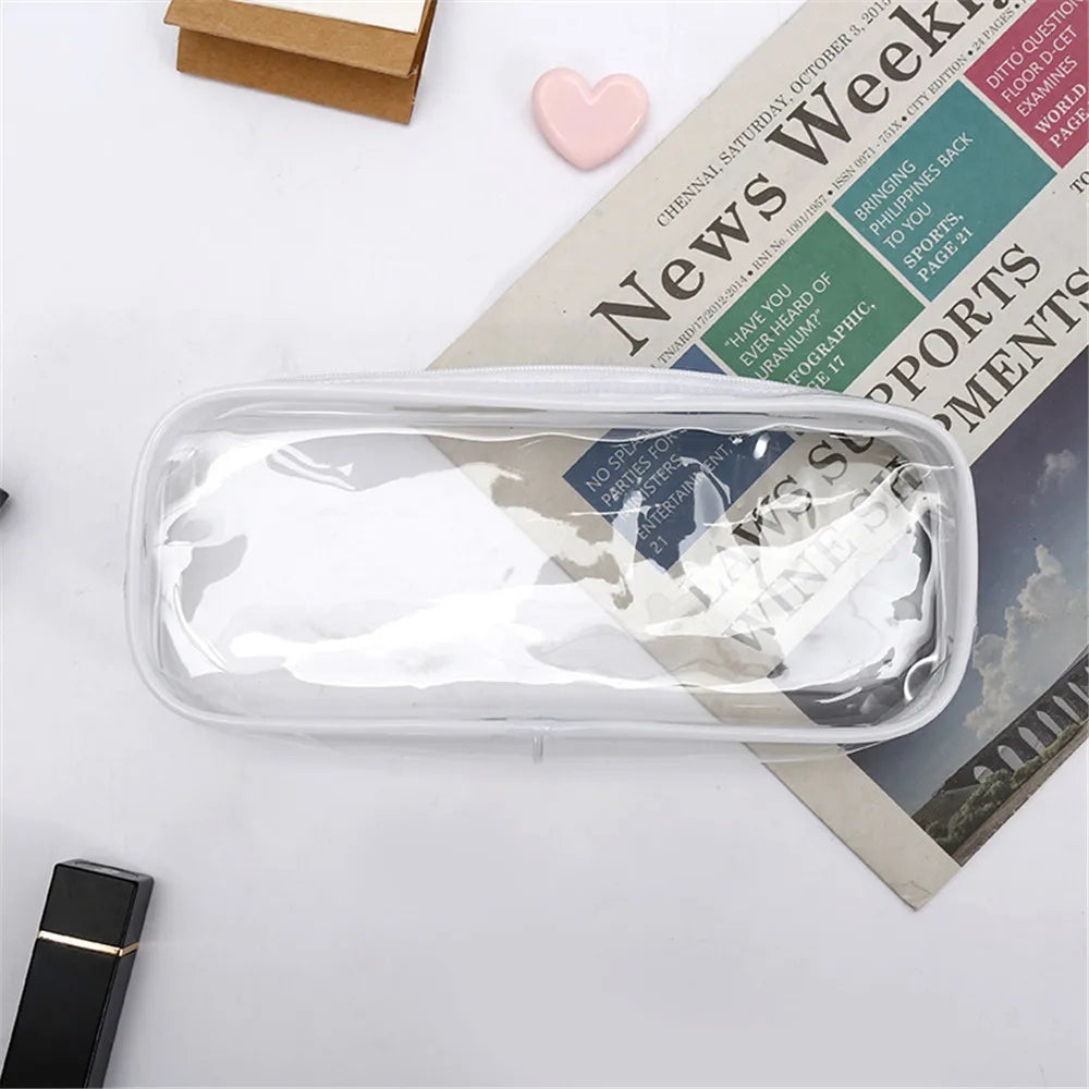 2021 new large-capacity zipper transparent pencil case school pencil case office school stationery storage box