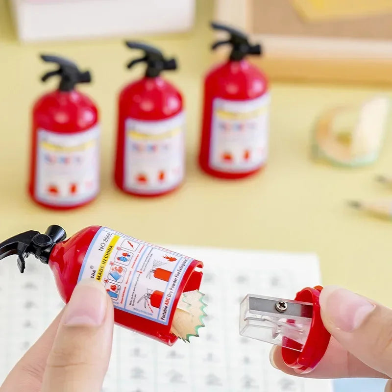 2PC Creative Fire Extinguisher Shape Pencil Sharpener Cutter Knife Student Stationery School Supplies for Kids Prizes Gifts