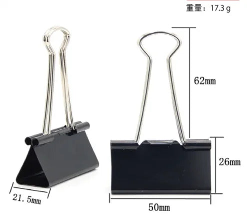 10PCS Metal Paper Clip Foldback Metal Binder Clips Black Grip Clamps Paper Document Office School Stationery 19 25 32 41 51mm